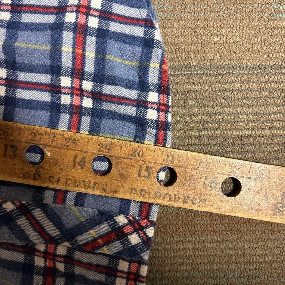 Vintage 90s Hoofs Plaid Lined Pearl Snap Flannel Shirt Mens Medium Blue Red - Picture 6 of 6